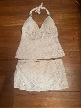 Apt. 9 White Crochet Halter Swim Set